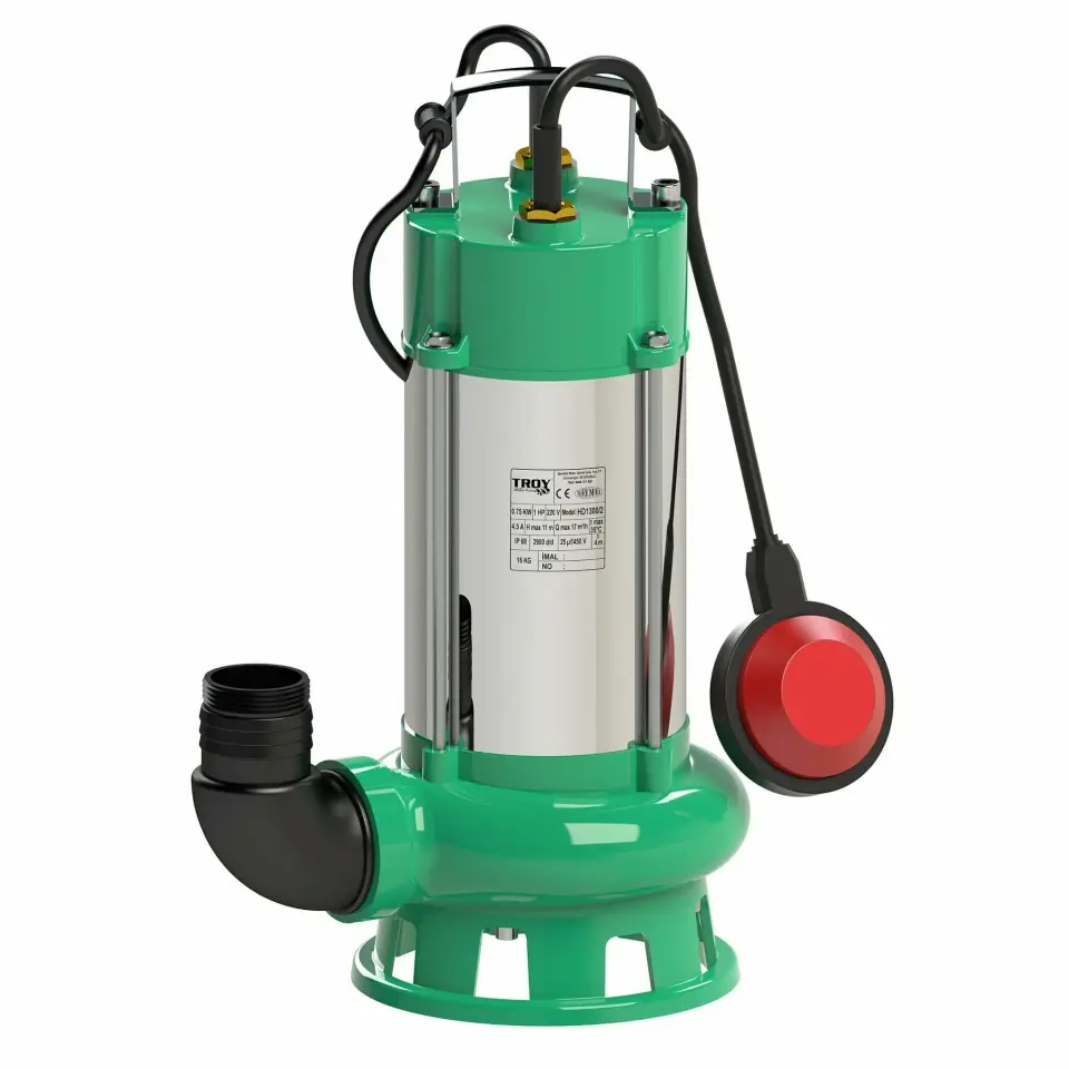 Troy HD 2000/2 Paslanmaz Çelik Flatörlü Kirli Su Foseptik Açık Çarklı Dalgıç Pompa 1350 Watt